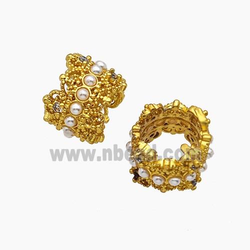 Copper Bead Pave Zircon, Gold Plated