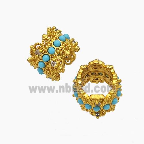 Copper Bead Pave Zircon, Gold Plated