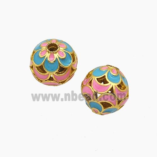 Copper Bead Pave Zircon, Gold Plated