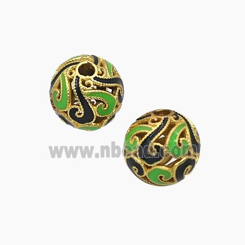 Copper Bead Pave Zircon, Gold Plated