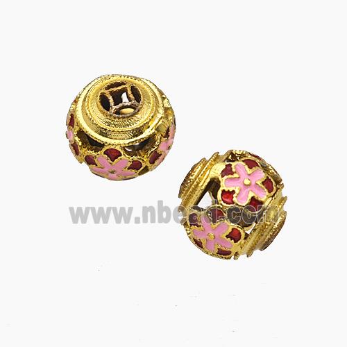 Copper Bead Pave Zircon, Gold Plated
