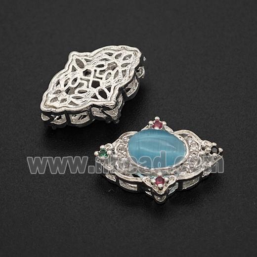 Copper Bead Pave Zircon, Silver Plated