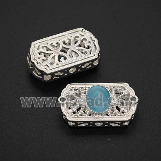 Copper Bead Pave Zircon, Silver Plated