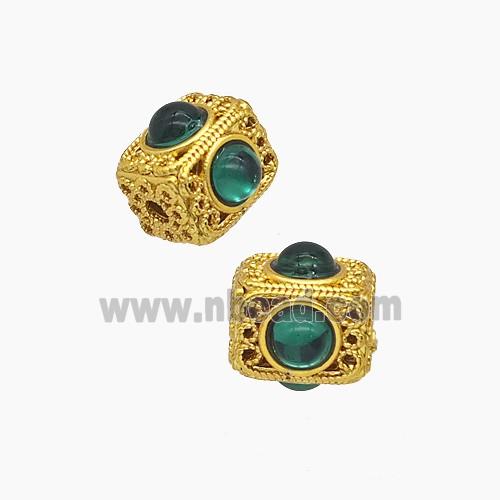 Copper Bead Pave Zircon, Silver Plated