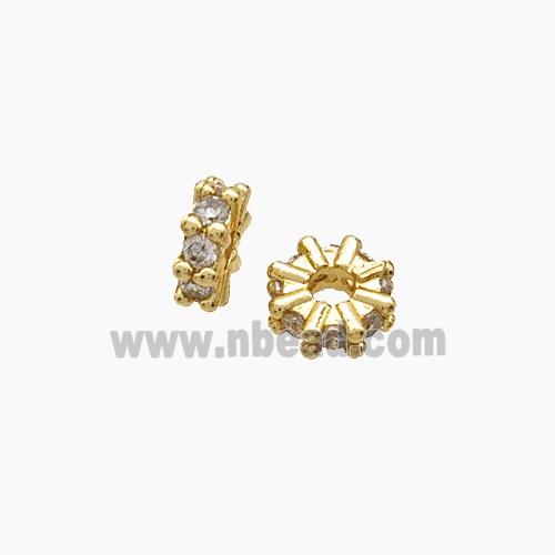 Copper Bead Pave Zircon, Silver Plated
