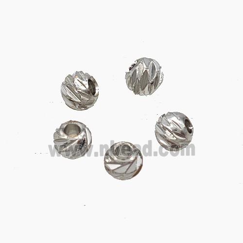 Copper Bead Pave Zircon, Silver Plated