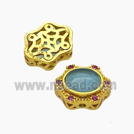 Copper Bead Pave Zircon, Silver Plated