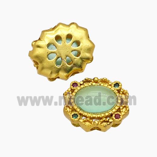 Copper Bead Pave Zircon, Silver Plated