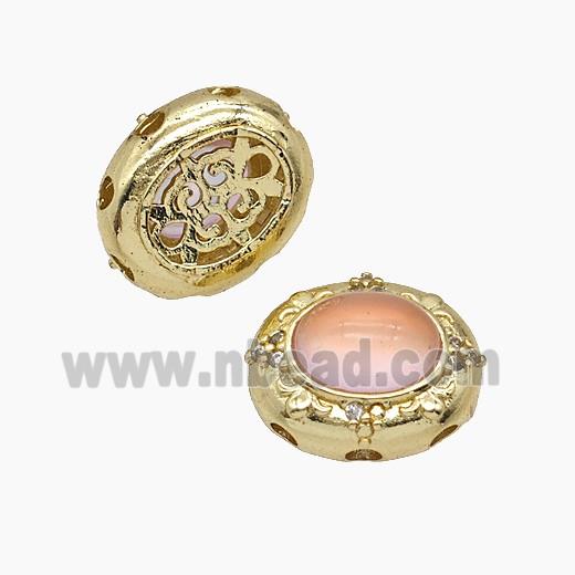 Copper Bead Pave Zircon, Silver Plated