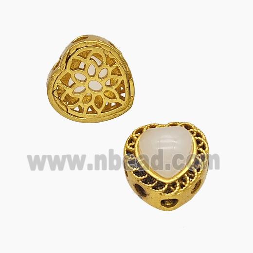 Copper Bead Pave Zircon, Silver Plated