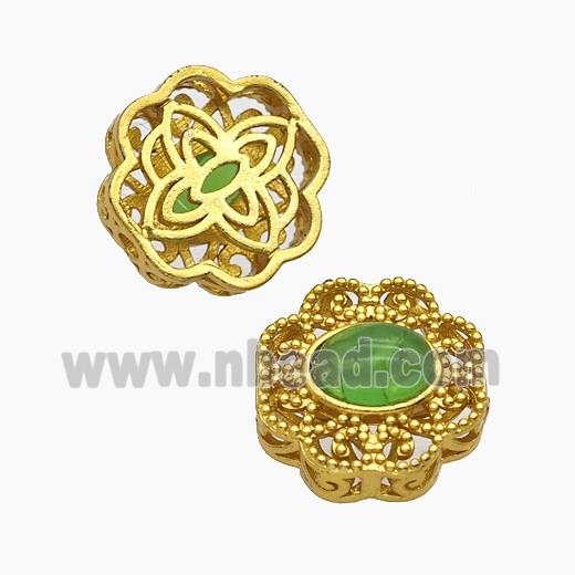 Copper Bead Pave Zircon, Silver Plated