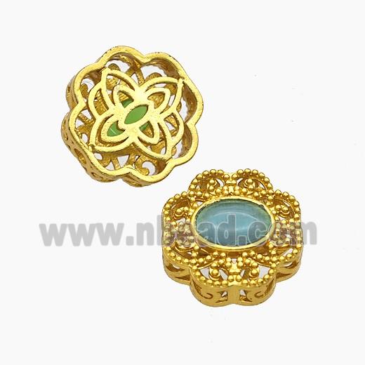 Copper Bead Pave Zircon, Silver Plated