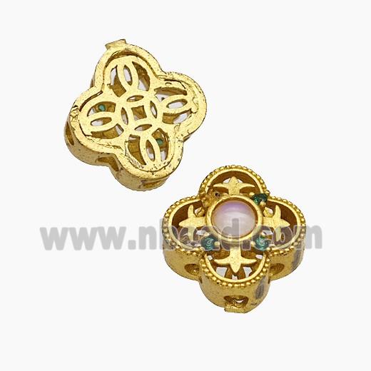 Copper Bead Pave Zircon, Silver Plated