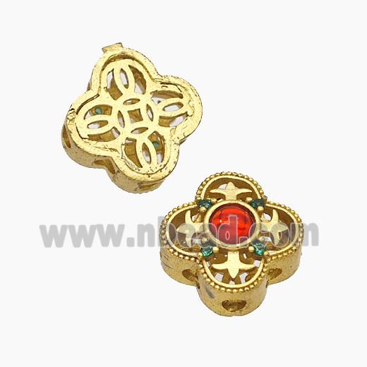 Copper Bead Pave Zircon, Silver Plated