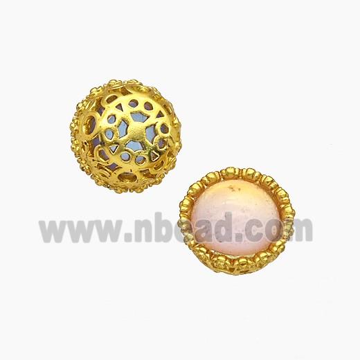 Copper Bead Pave Zircon, Silver Plated