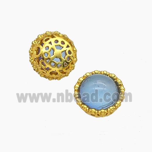 Copper Bead Pave Zircon, Silver Plated