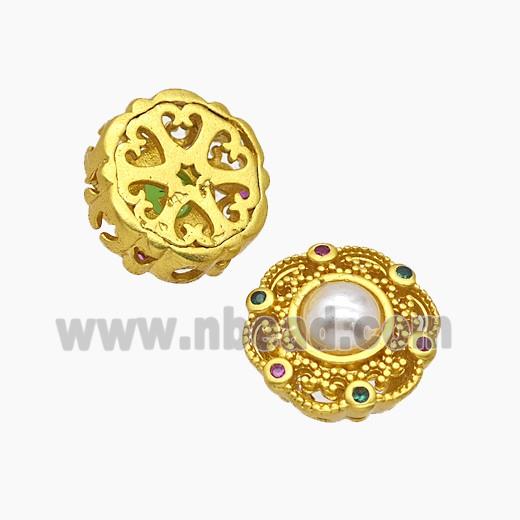 Copper Bead Pave Zircon, Silver Plated