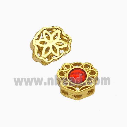 Copper Bead Pave Zircon, Silver Plated