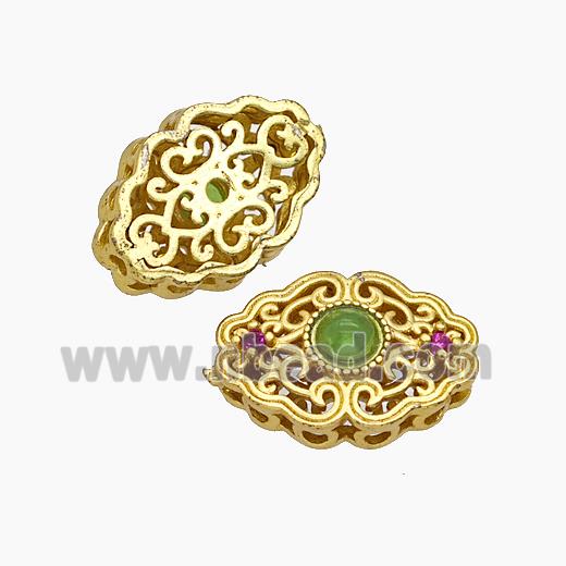 Copper Bead Pave Zircon, Silver Plated