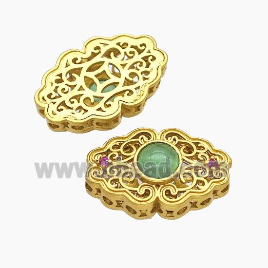 Copper Bead Pave Zircon, Silver Plated