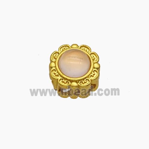 Copper Bead Pave Zircon, Silver Plated