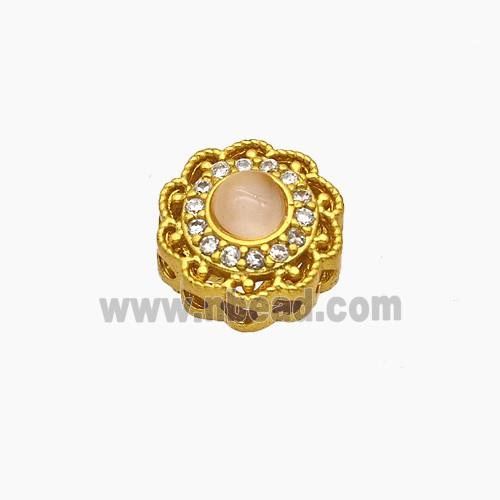 Copper Bead Pave Zircon, Silver Plated