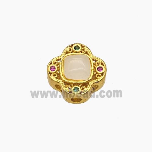 Copper Bead Pave Zircon, Silver Plated