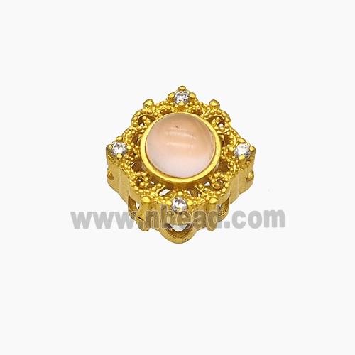 Copper Bead Pave Zircon, Silver Plated