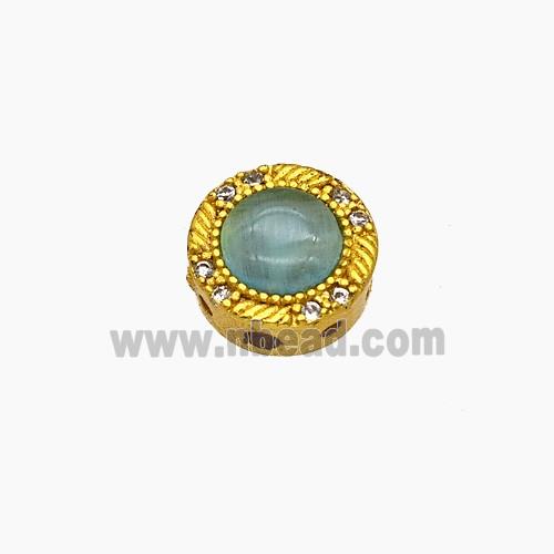 Copper Bead Pave Zircon, Silver Plated