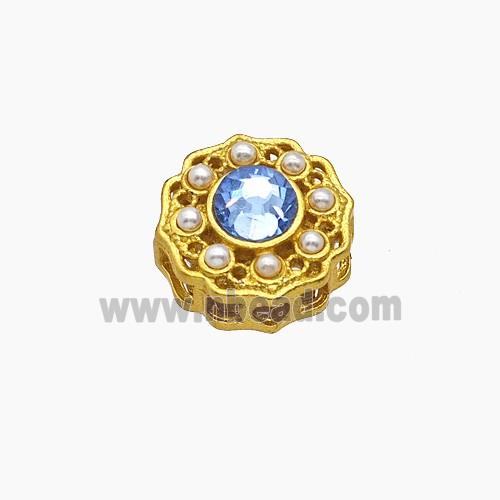 Copper Bead Pave Zircon, Silver Plated