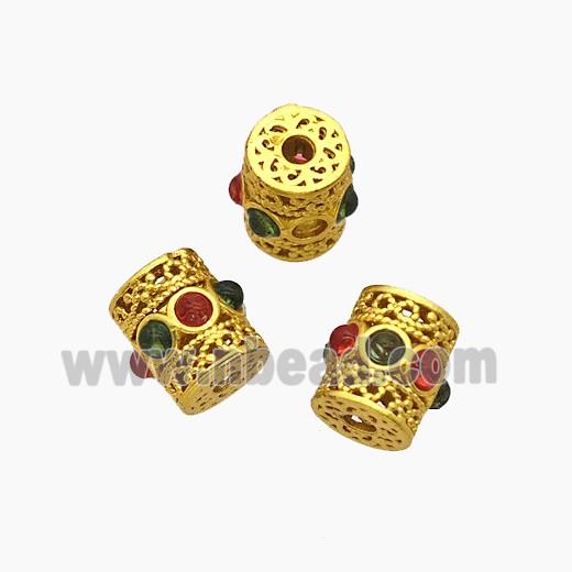 Copper Bead Pave Zircon, Silver Plated