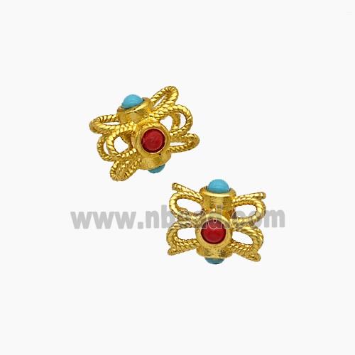 Copper Bead Pave Zircon, Silver Plated