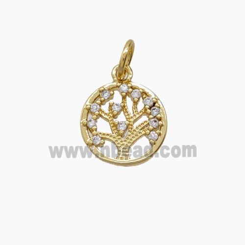 Copper Pendant Pave Zircon, Gold Plated