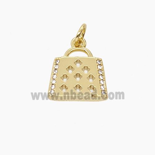 Copper Pendant Pave Zircon, Gold Plated