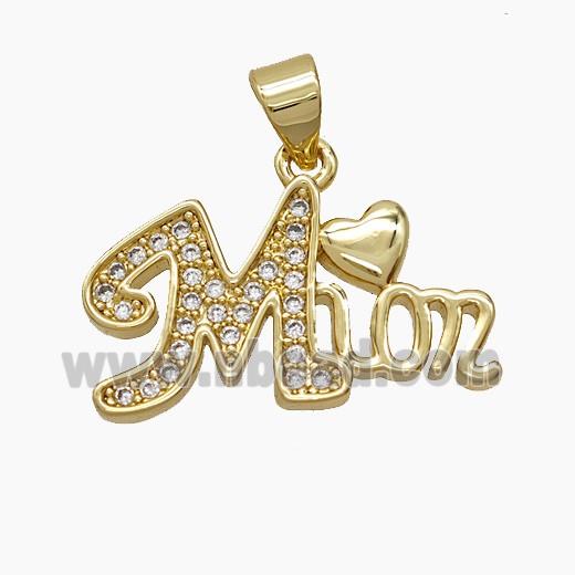 Copper Pendant Pave Zircon, Gold Plated