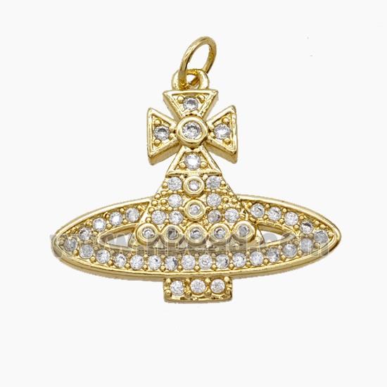 Copper Pendant Pave Zircon, Gold Plated