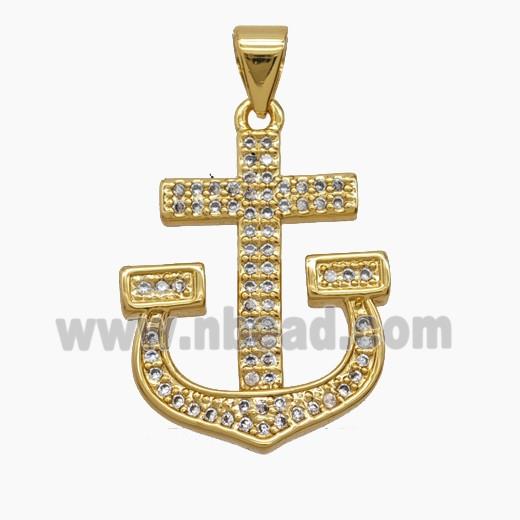 Copper Pendant Pave Zircon, Gold Plated