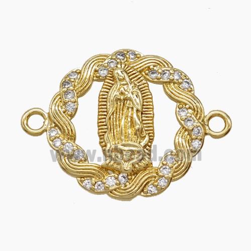 Copper Pendant Pave Zircon, Gold Plated