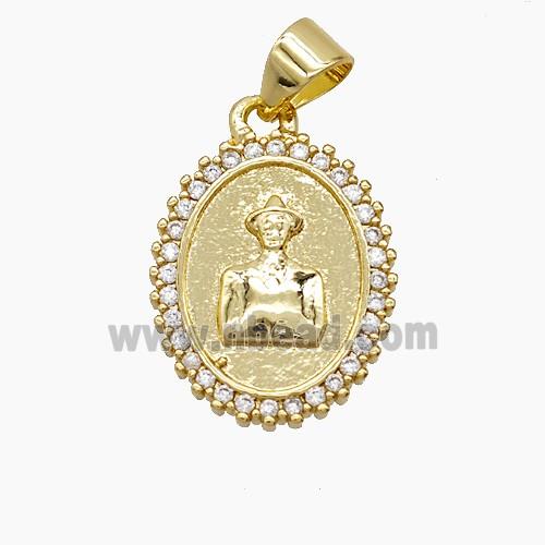 Copper Pendant Pave Zircon, Gold Plated