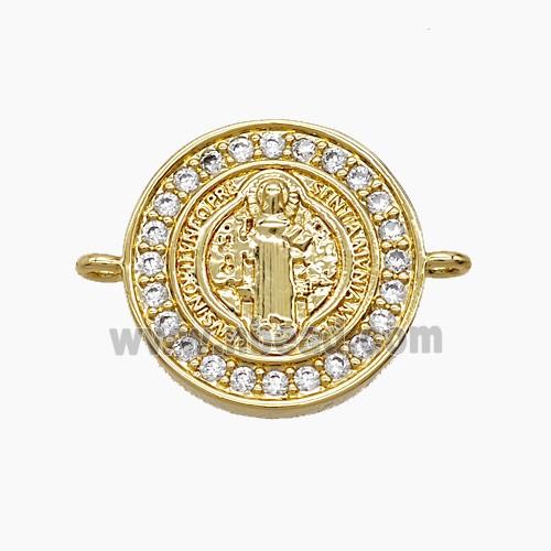 Copper Pendant Pave Zircon, Gold Plated