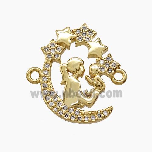 Copper Pendant Pave Zircon, Gold Plated