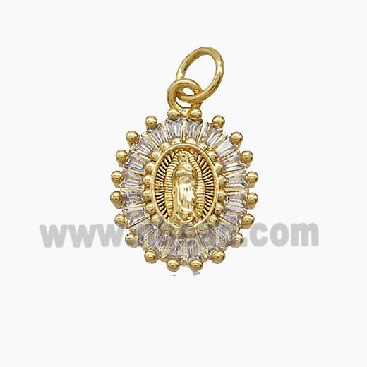Copper Pendant Pave Zircon, Gold Plated