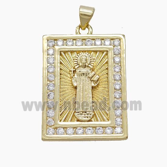 Copper Pendant Pave Zircon, Gold Plated