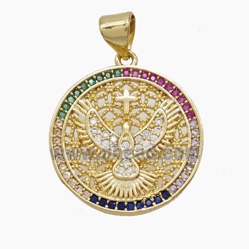Copper Pendant Pave Zircon, Gold Plated