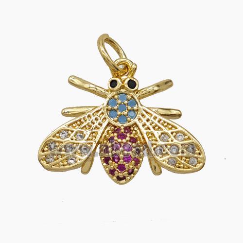 Copper Pendant Pave Zircon, Gold Plated