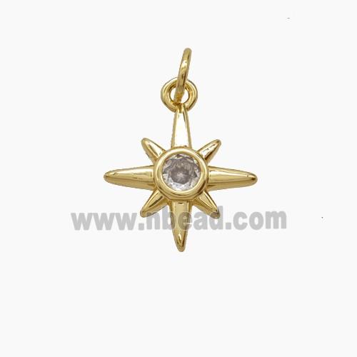 Copper Pendant Pave Zircon, Gold Plated