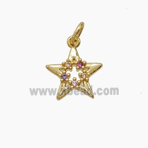 Copper Pendant Pave Zircon, Gold Plated