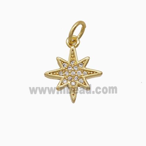 Copper Pendant Pave Zircon, Gold Plated