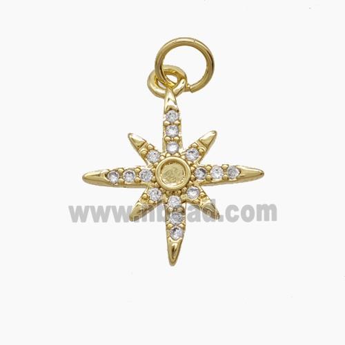 Copper Pendant Pave Zircon, Gold Plated