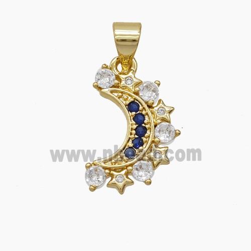 Copper Pendant Pave Zircon, Gold Plated